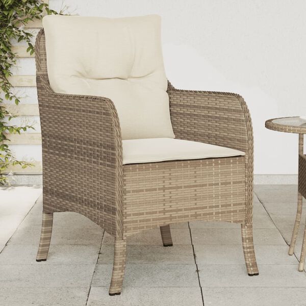 vidaXL Sedie da Giardino con Cuscini 2 pz Beige in Polyrattan