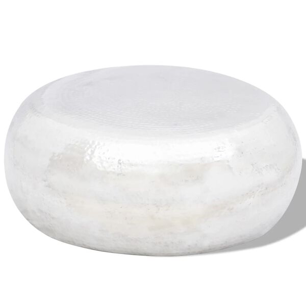 vidaXL Tavolino per Caffè in Alluminio Martellato Argento