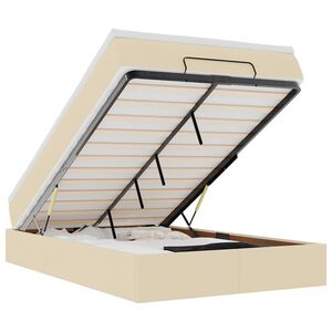 vidaXL Struttura Letto Pouf con Materasso Crema 120x200 cm in Tessuto