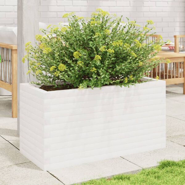 vidaXL Fioriera da Giardino Bianca 90x40x45,5cm Legno Massello di Pino