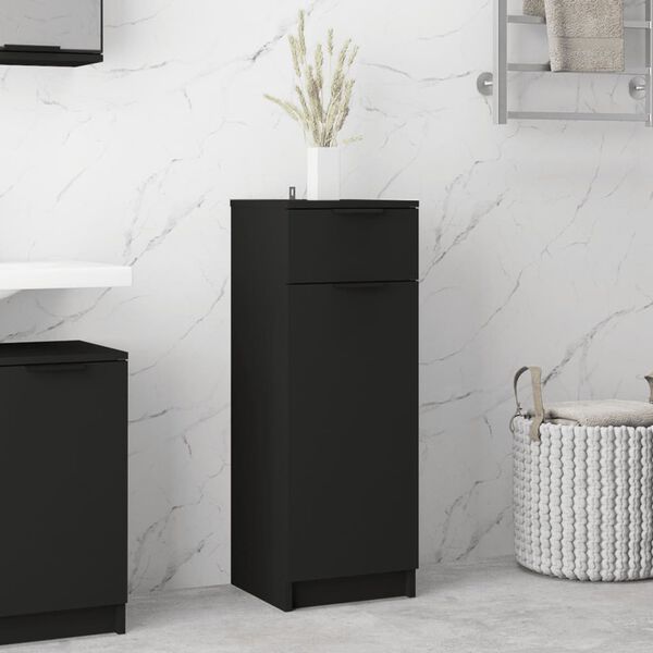 vidaXL Armadio da Bagno Nero 32x34x90 cm in Legno Multistrato
