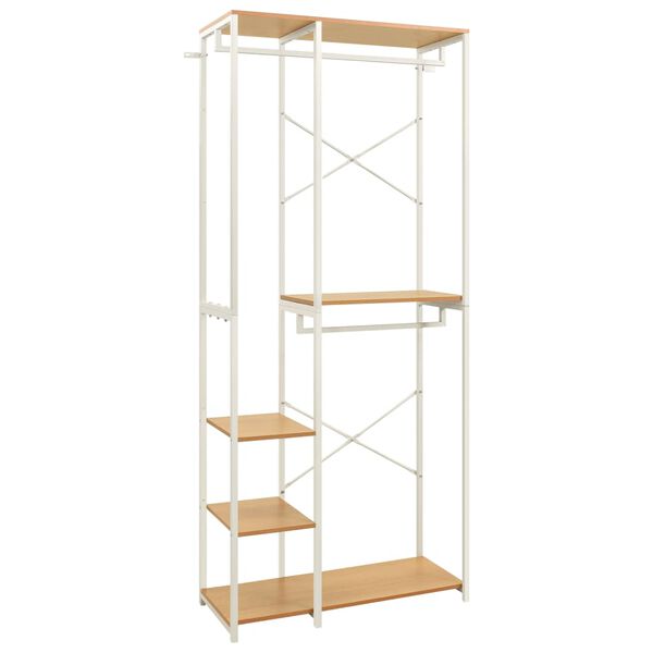 vidaXL Armadio Bianco e Rovere 90x40x213cm Metallo e Legno Multistrato