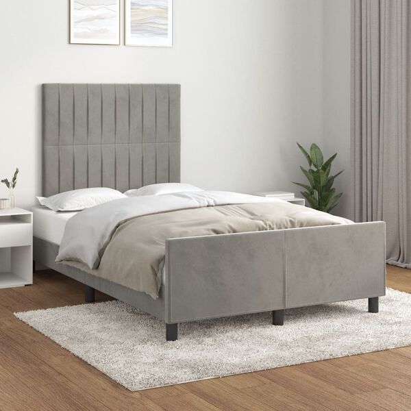 vidaXL Giroletto senza Materasso Grigio Chiaro 120x190 cm Velluto
