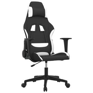 vidaXL Sedia da Gaming Nero e Bianco in Tessuto