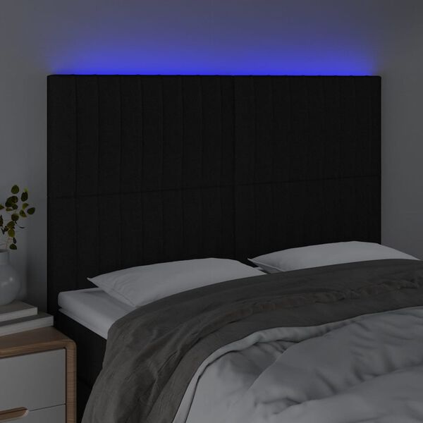 vidaXL Testiera a LED Nera 144x5x118/128 cm in Tessuto