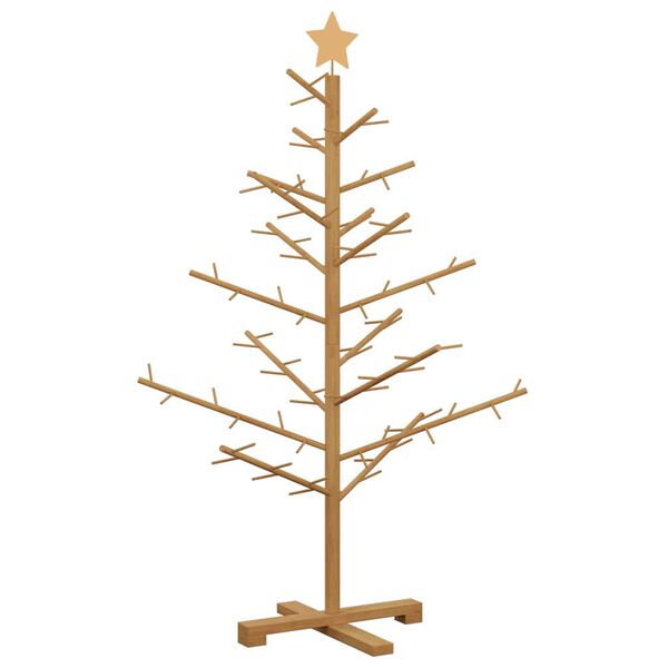vidaXL Albero di Natale in legno Marrone 125 cm Legno di pino massello