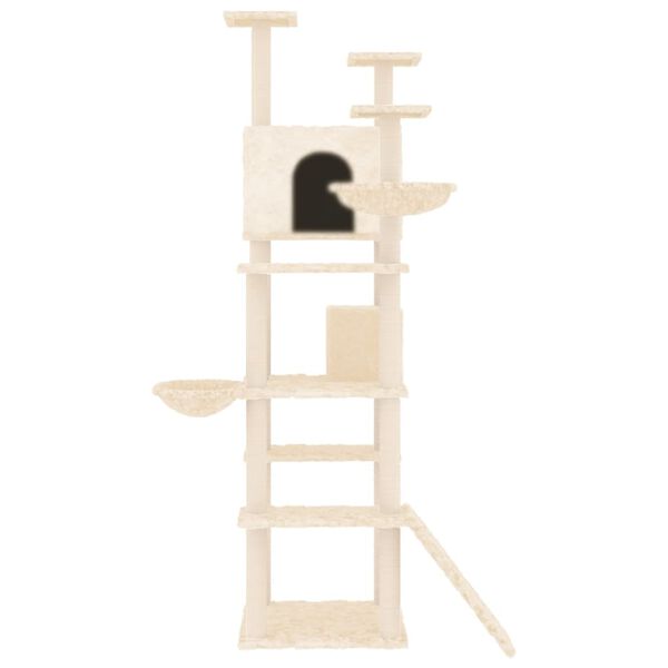 vidaXL Albero per Gatti con Tiragraffi in Sisal Crema 191 cm