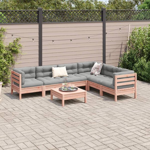 vidaXL Set Divani Giardino 7 pz Cuscini Legno Massello Abete Douglas