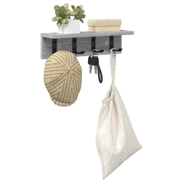 vidaXL Appendiabiti a muro Grigio Sonoma 40 x 10,5 x 10,5 cm