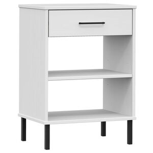 vidaXL Mobile Consolle Gambe Metallo Bianco Legno Massello Pino OSLO