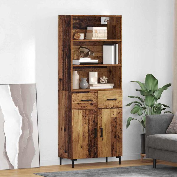 vidaXL Credenza Legno vecchio 69,5 x 34 x 180 cm Legno multistrato