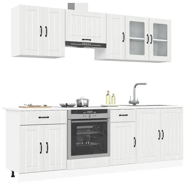 vidaXL Set Mobili da Cucina 8 pz Lucca Bianchi Lucido in Truciolato