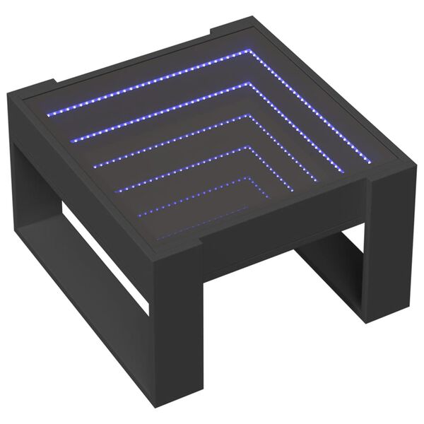 vidaXL Tavolino da Salotto con LED Infinity Nero 50x53x30 cm