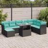 vidaXL Set Divani da Giardino 9 pz con Cuscini Nero Polyrattan Acacia