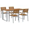 vidaXL Set da Pranzo per Giardino 5 pz Grigio Legno di Acacia Massello