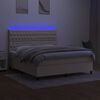 vidaXL Letto a Molle con Materasso e LED Crema 160x200 cm in Tessuto