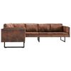 vidaXL Divano Angolare in Similpelle Scamosciata Marrone
