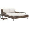 vidaXL Lettino Prendisole per 2 Persone con Cuscini Polyrattan Marrone
