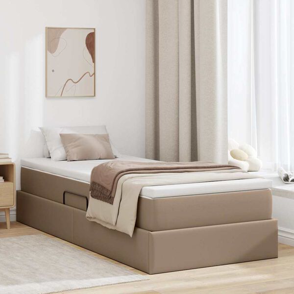 vidaXL Letto con contenitore e materasso Cappuccino 90 x 190 cm