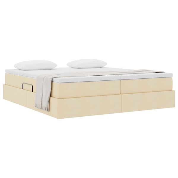 vidaXL Letto con contenitore e materasso Crema 180 x 200 cm Poliestere