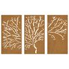 vidaXL Decorazioni Muro Giardino 3pz 105x55 cm Albero Acciaio Corten