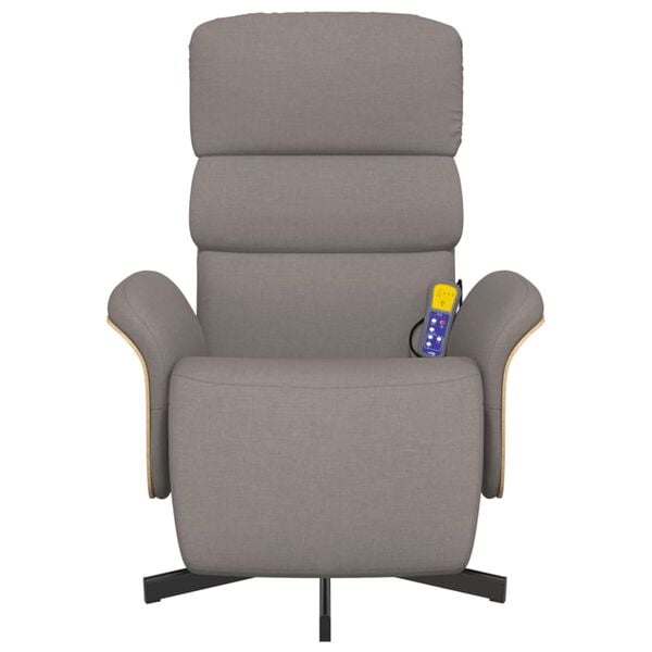 vidaXL Poltrona Reclinabile Massaggiante Poggiapiedi Tortora Tessuto