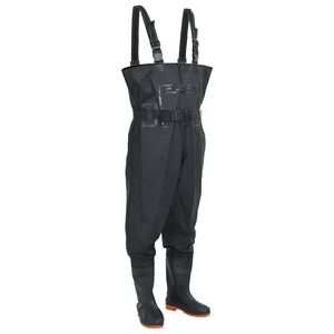 vidaXL Wader con Stivali e Cintura Nero Taglia 38