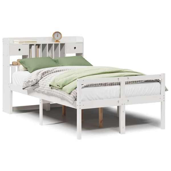vidaXL Letto Libreria senza Materasso Bianco 135x190 cm Legno di Pino