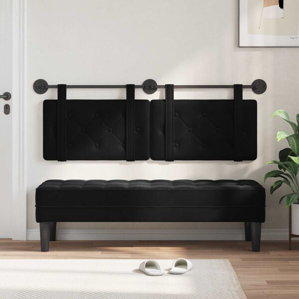 vidaXL Testata appesa Montaggio a parete Nero 130 x 55 x 5 cm Velluto