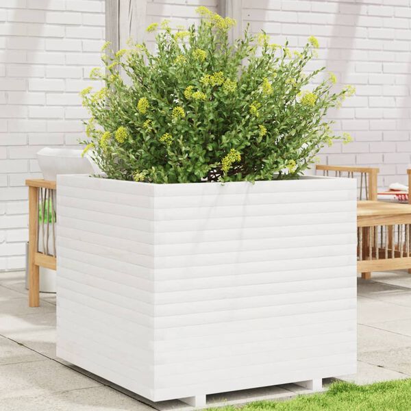 vidaXL Fioriera da Giardino Bianca 80x80x72 cm Legno Massello di Pino