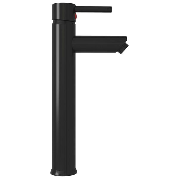 vidaXL Lavandino Bagno con Rubinetto e Piletta in Vetro Temperato Nero