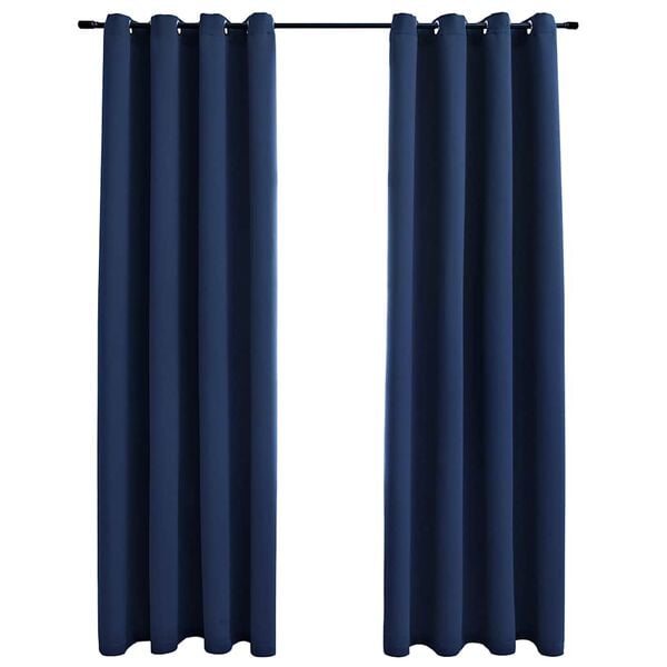 vidaXL Tende Oscuranti con Anelli in Metallo 2 pz Blu 140x225 cm