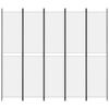vidaXL Divisorio a 5 Pannelli Bianco 250x220 cm Tessuto