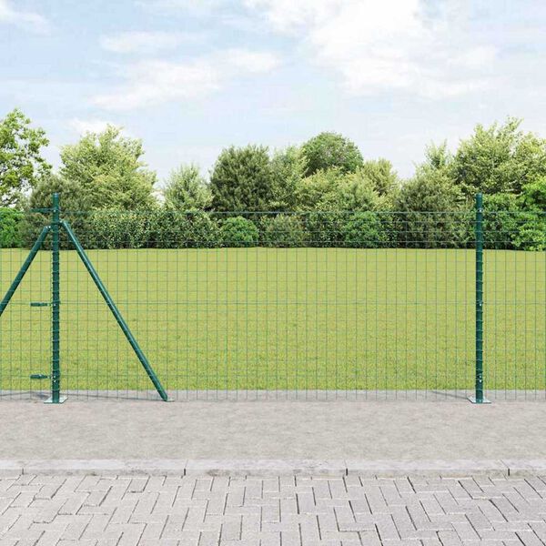 vidaXL Recinzione con Posto Verde 0,8 x 10 m Acciaio e PVC