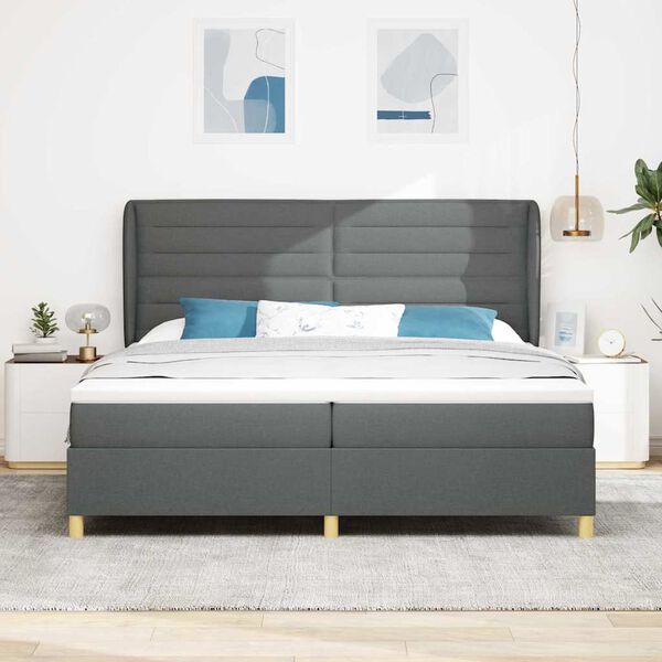 vidaXL Letto a molle con materasso Grigio scuro 200 x 200 cm Tessuto
