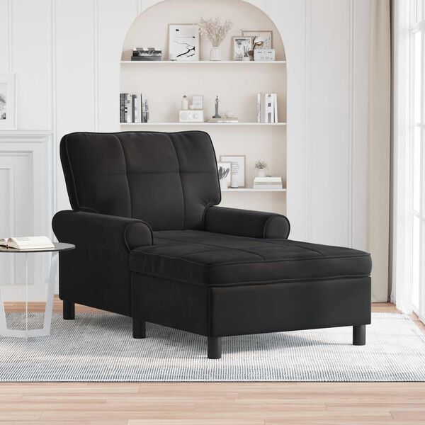 vidaXL Chaise Lounge con cuscino Nero 91 x 157 x 91 cm Velluto