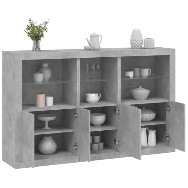 vidaXL Credenza con Luci LED Grigio Cemento 162x37x100 cm
