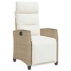 vidaXL Sedia Reclinabile da Giardino con Tavolino Beige Polyrattan