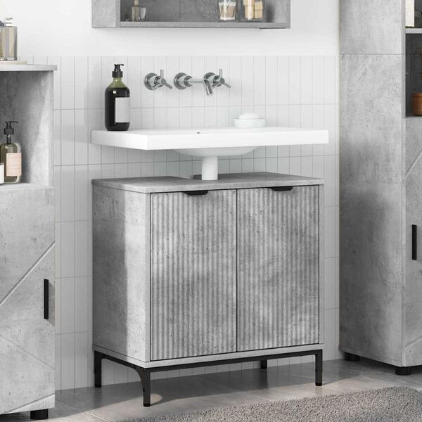 vidaXL Armadio per Lavabo da Bagno Grigio cemento 60,5 x 33,5 x 61 cm