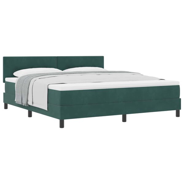 vidaXL Letto a molle con materasso Verde Scuro 180 x 200 cm Velluto