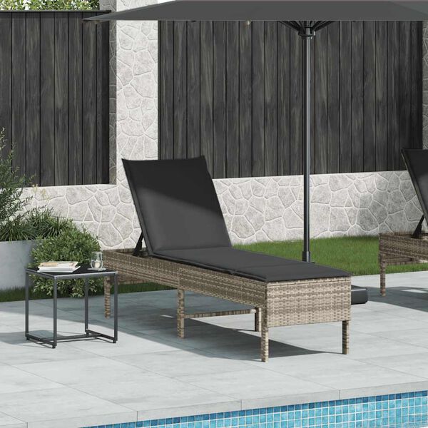 vidaXL Lettino Prendisole con Cuscino Grigio Chiaro 55x200x44 cm