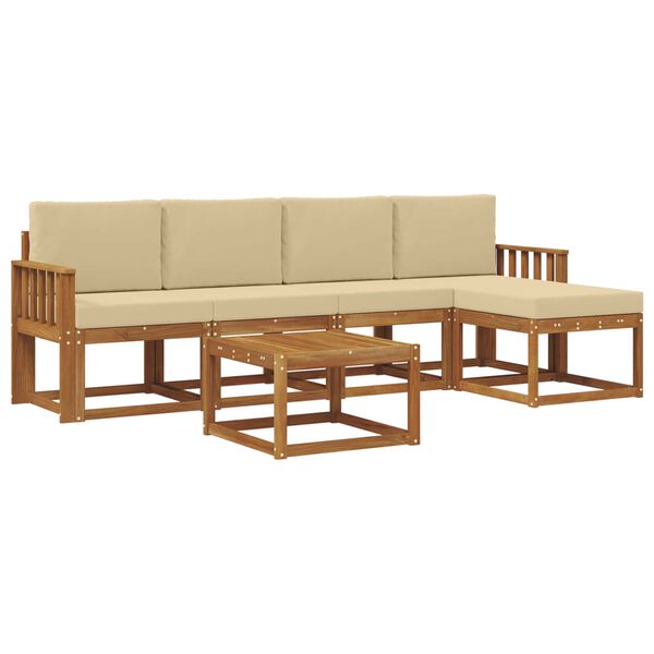vidaXL Set di divani da esterno con cuscino 6 pcs Naturale e Beige