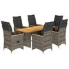 vidaXL Set Bistr&ograve; da Giardino 7 pz con Cuscini in Polyrattan Grigio