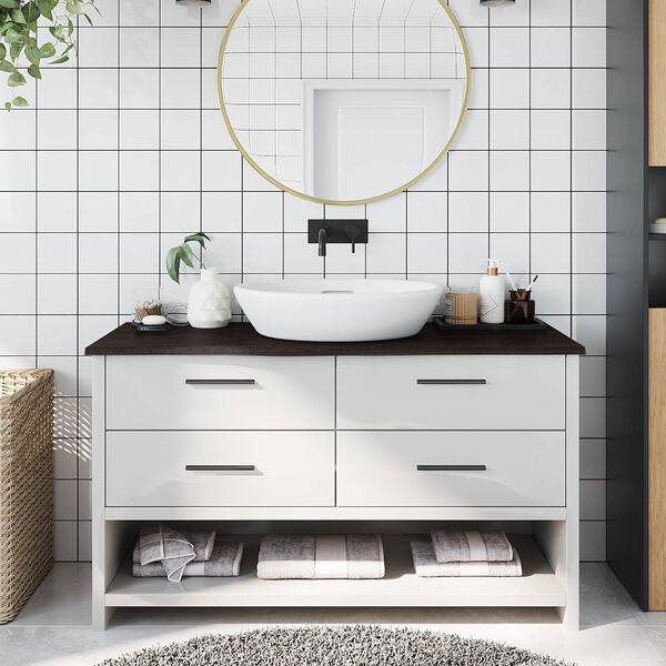 vidaXL Piano Bagno Marrone Scuro 100x40x2 cm Legno Massello Trattato