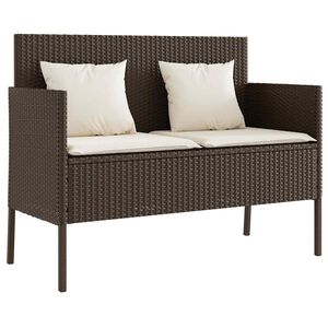 vidaXL Panca da Giardino con Cuscini Marrone in Polyrattan