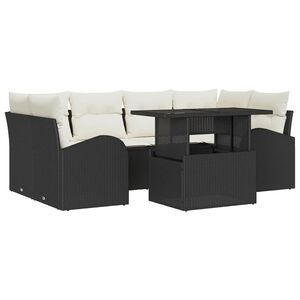 vidaXL Set Divano da Giardino 7 pz Nero Rattan in Polipropilene