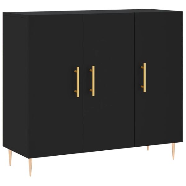 vidaXL Credenza Nera 90x34x80 cm in Legno Multistrato
