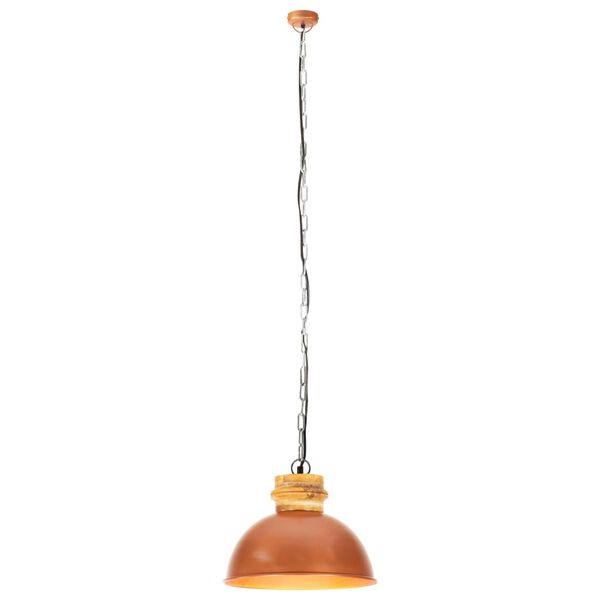 vidaXL Lampada Soffitto Industriale Rame Rotonda 32 cm E27 Legno Mango