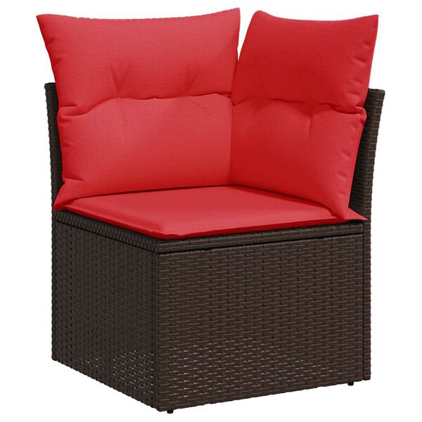 vidaXL Set Divani Giardino 9 pz con Cuscini Marrone Polyrattan Acacia