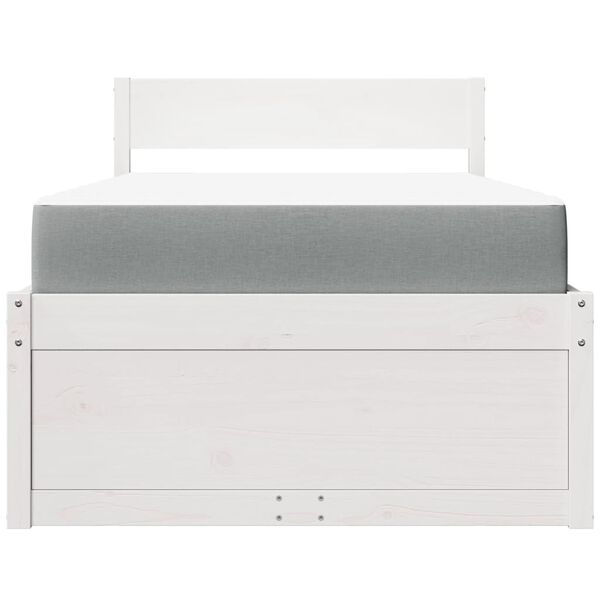 vidaXL Letto Cassetti e Materasso Bianco 90x200 cm Legno Massello Pino